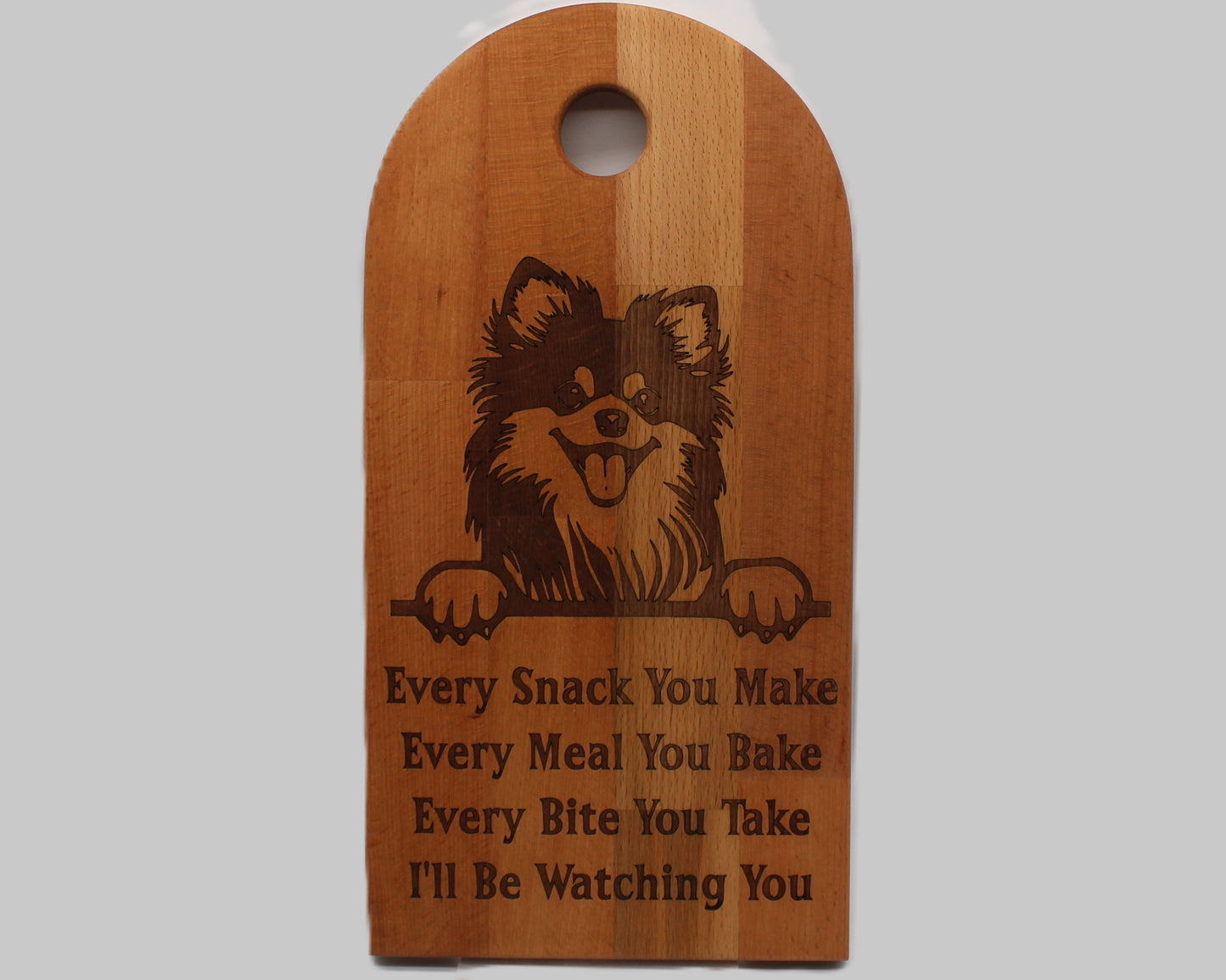 Arch Shaped Every Snack Serving Board - Pomeranians (Beech)