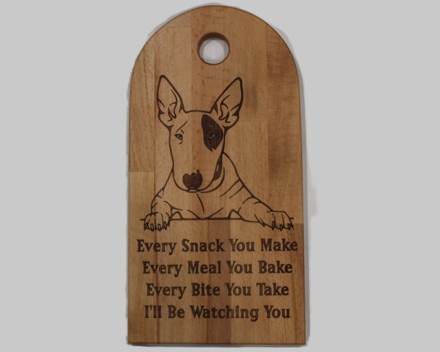 Arch Shaped Every Snack Serving Board - Bull Terrier (Beech)