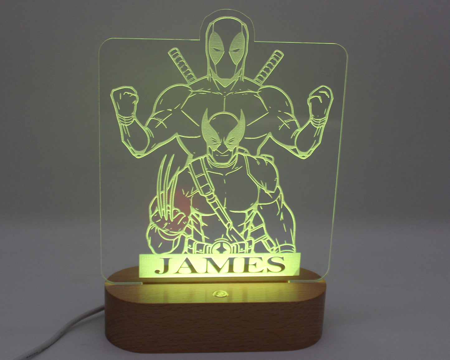 Dead Pool and Wolverine Night Light Personalised