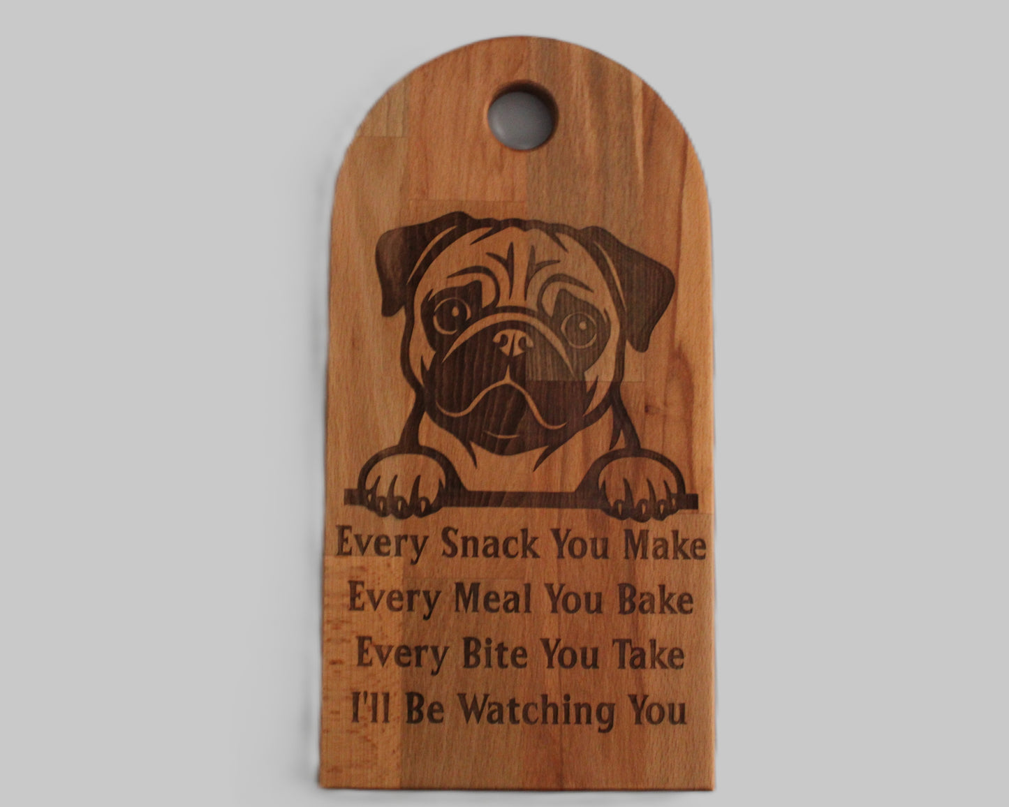 Arch Shaped Every Snack Serving Board - Pugs (Beech)