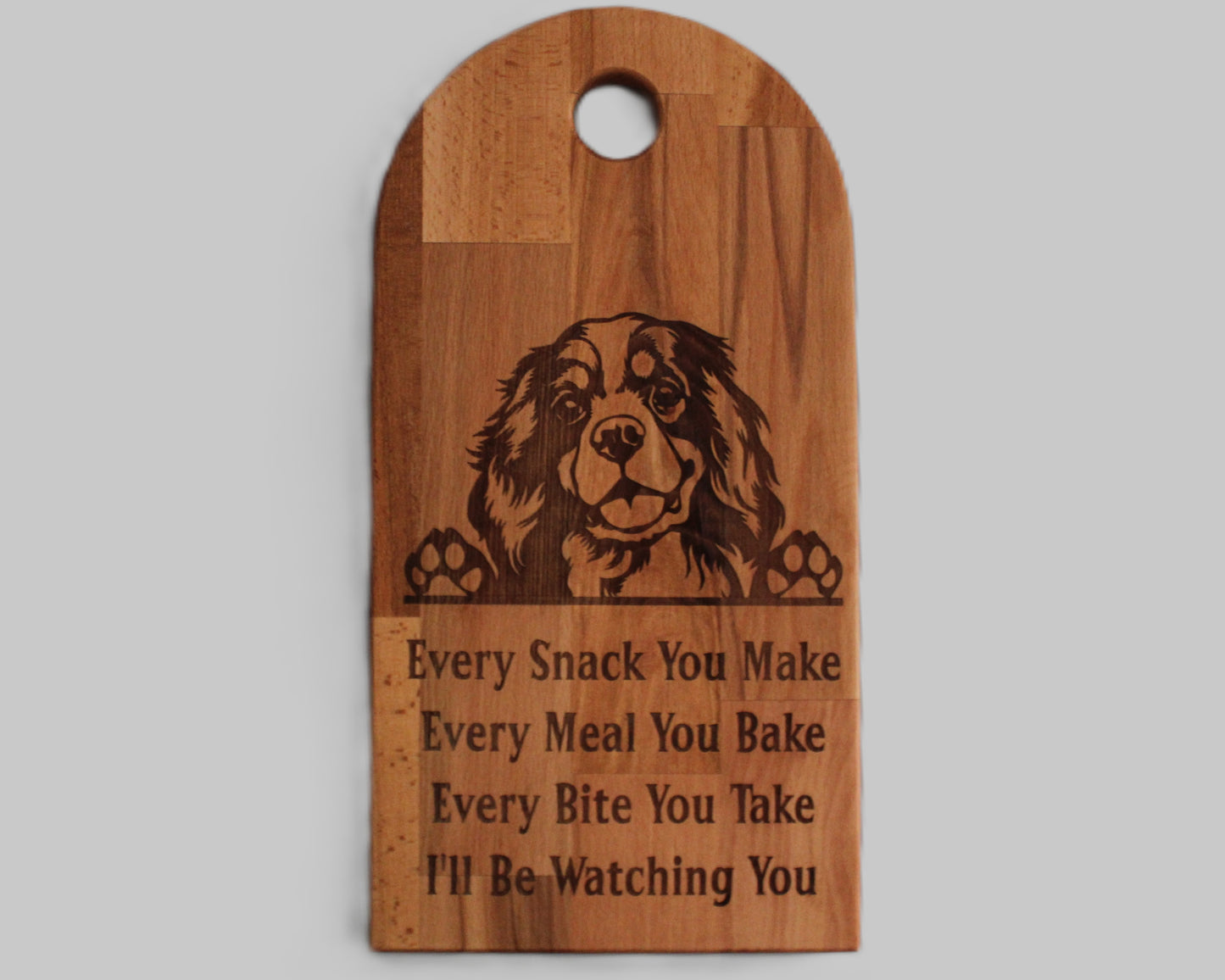 Arch Shaped Every Snack Serving Board - King Charles Spaniel (Beech)