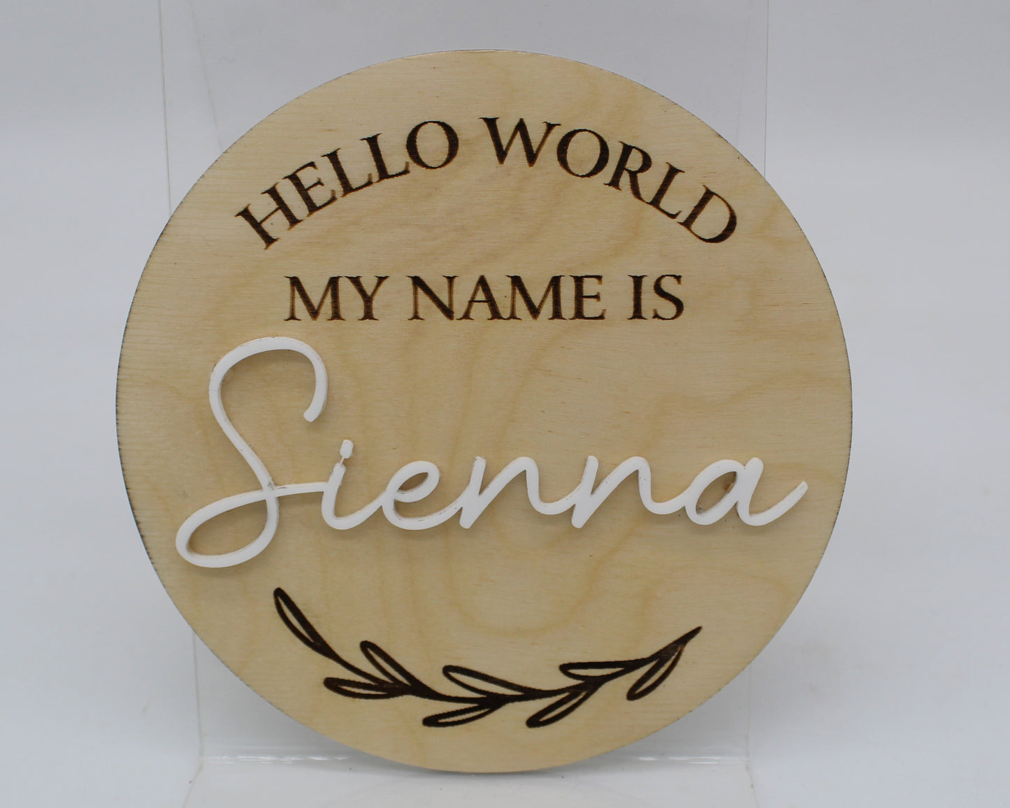 Hello World Birth Announcement Disc Personalised