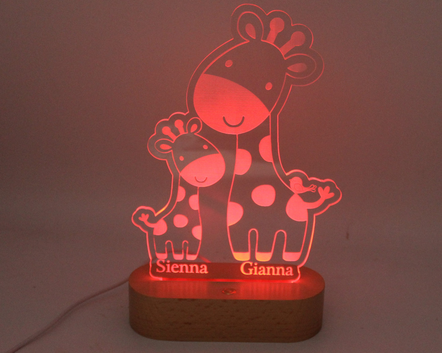 Giraffe Sisters Night Light Personalised