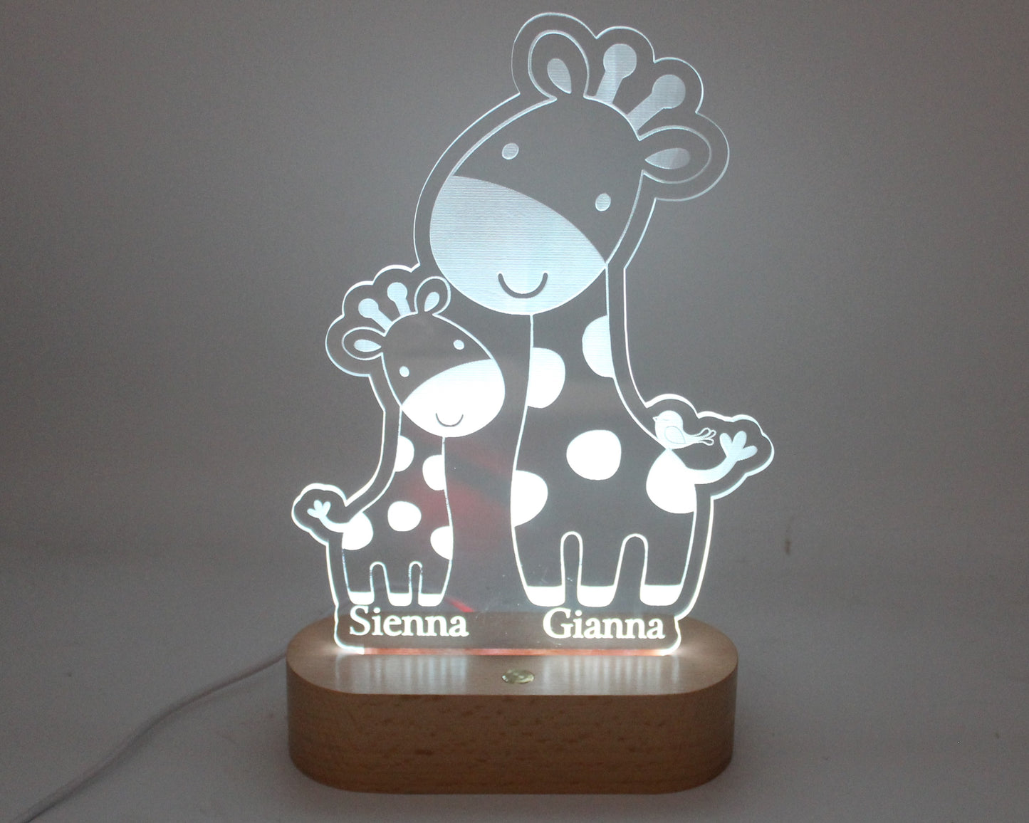 Giraffe Sisters Night Light Personalised