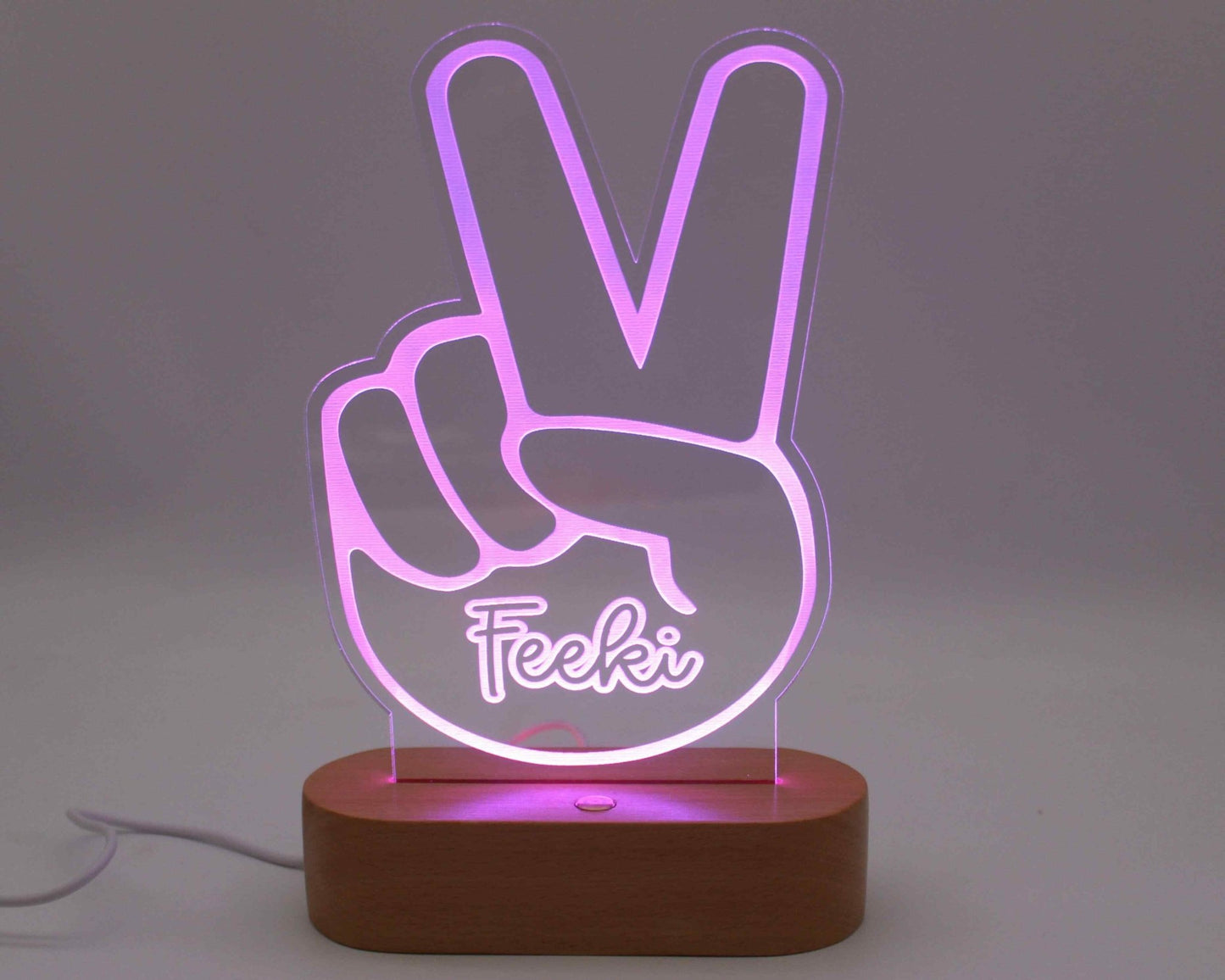 Hand Peace Sign Light Personalised - Haisley Design