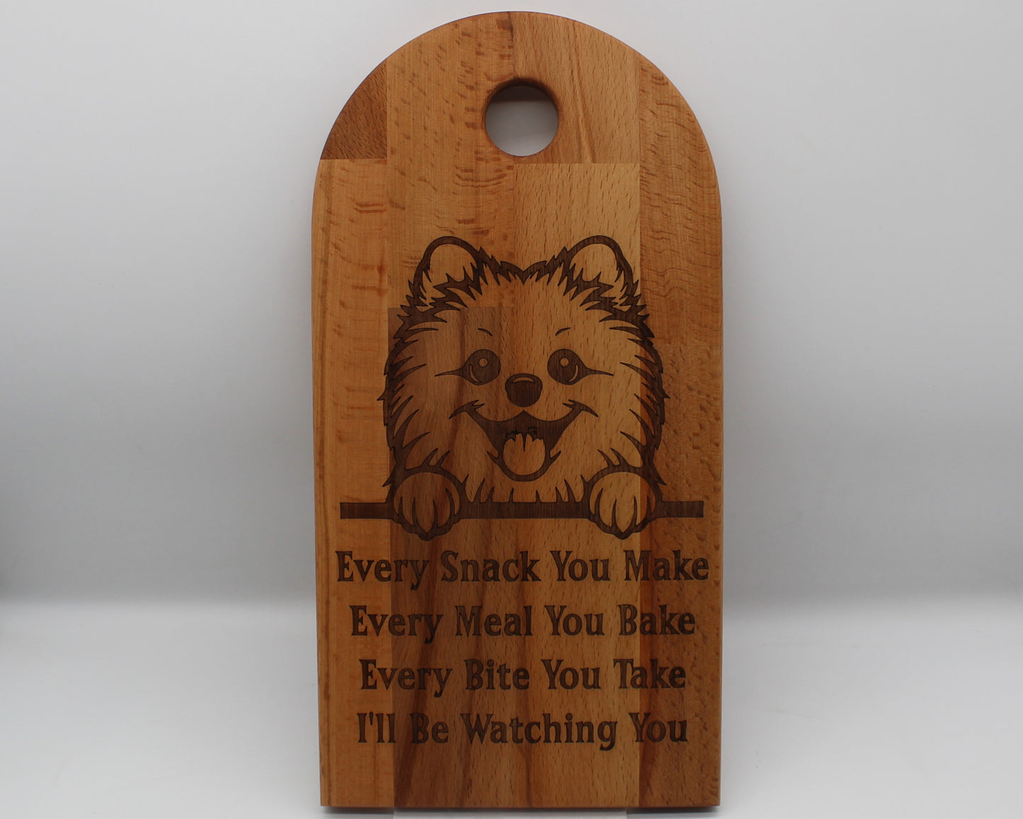 Arch Shaped Every Snack Serving Board - Pomeranians (Beech)