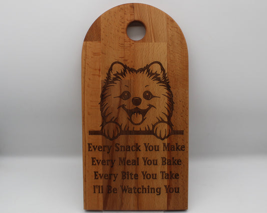 Arch Shaped Every Snack Serving Board - Pomeranians (Beech)