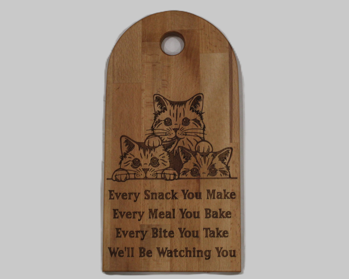 Arch Shaped Every Snack Serving Board - Cats (Beech)