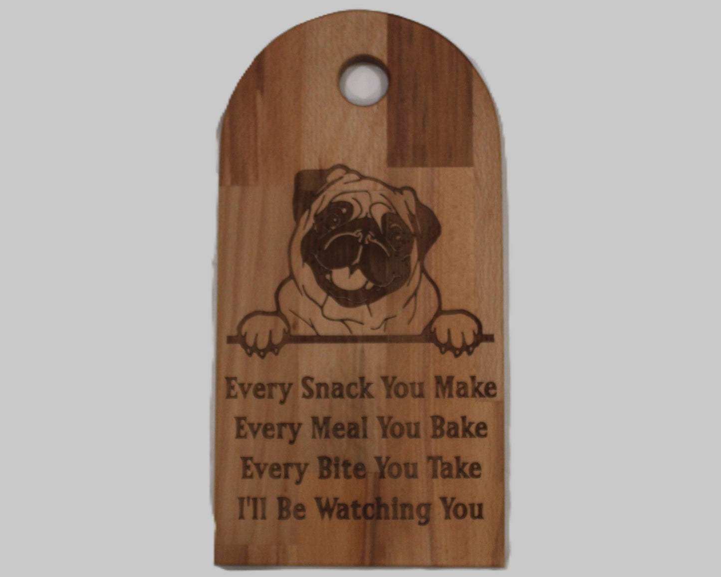 Arch Shaped Every Snack Serving Board - Pugs (Beech)