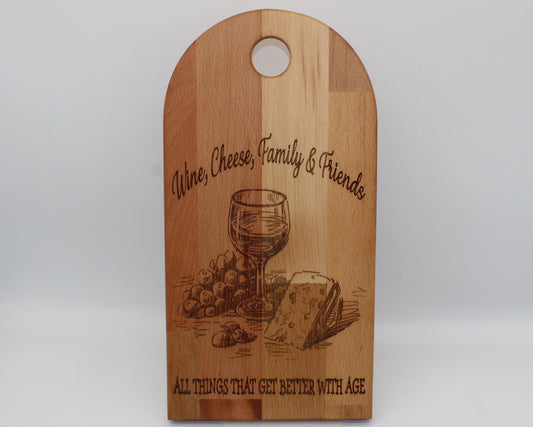 Arch Shaped Wine - Wine, Cheese, Family & Friends Serving Board