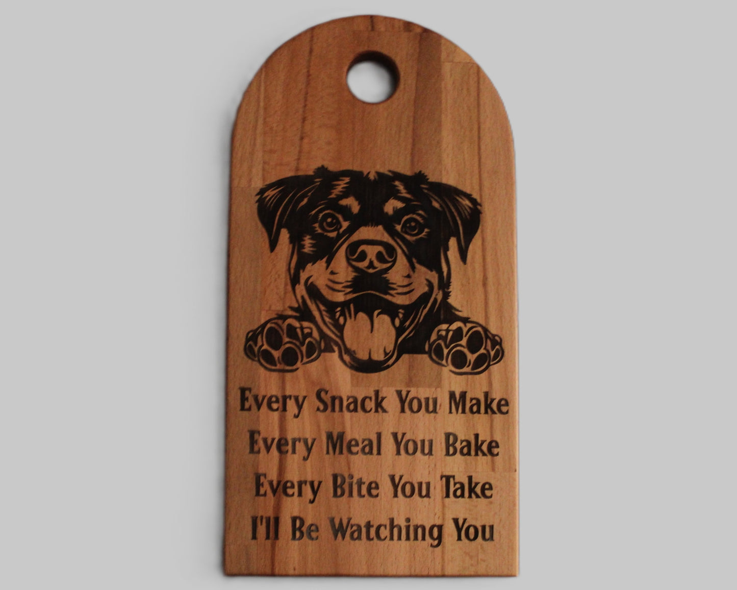 Arch Shaped Every Snack Serving Board - Rottweilers (Beech)