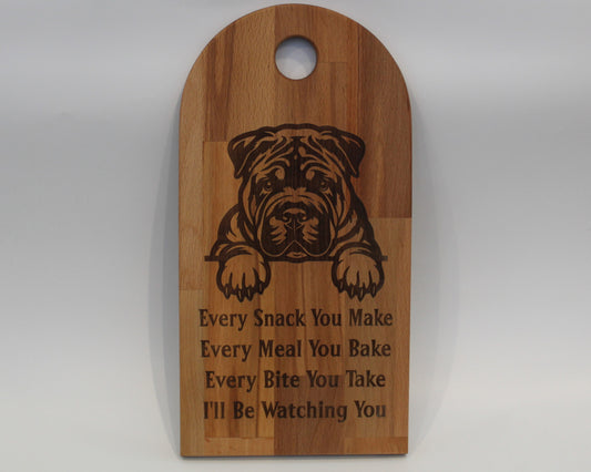 Arch Shaped Every Snack Serving Board - Shar Pei (Beech)