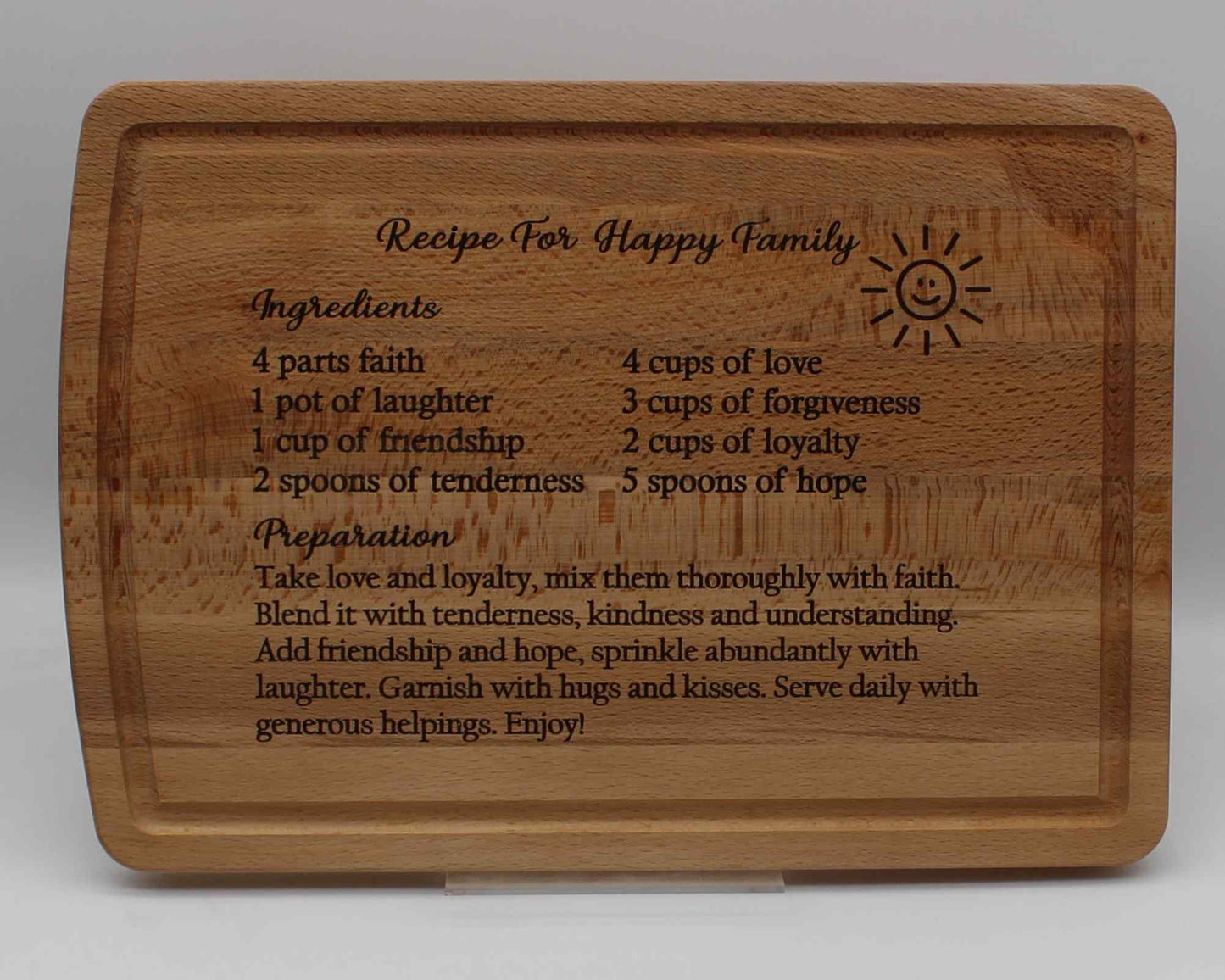 Recipe For A Happy Family Chopping board
