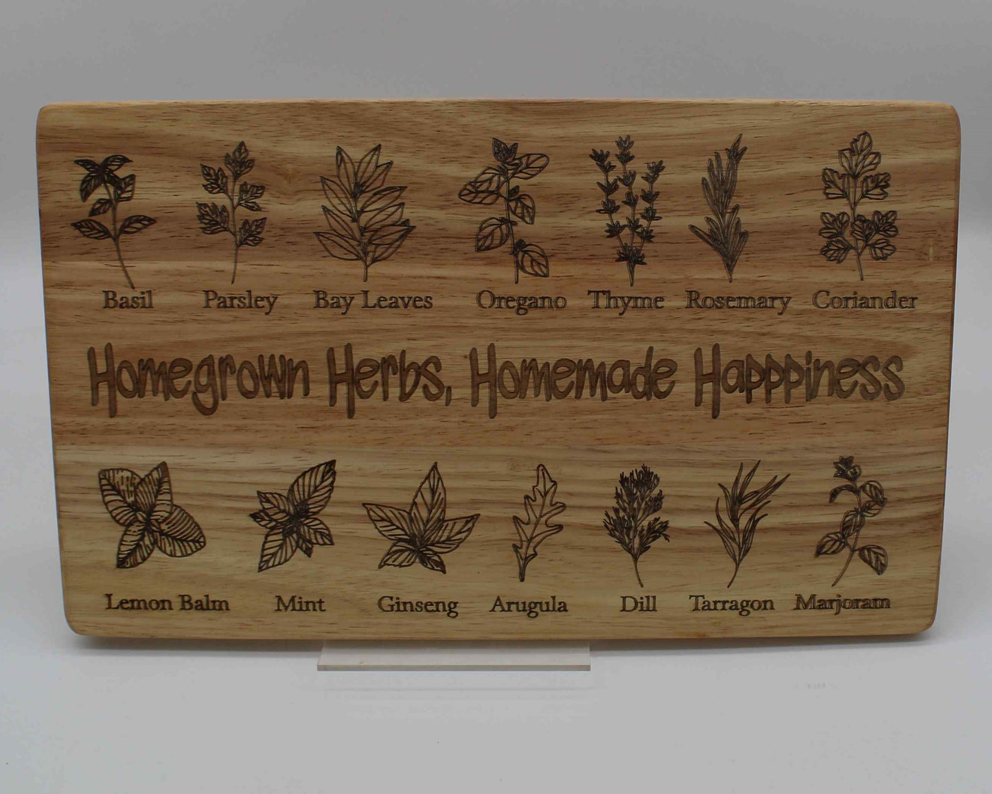 Kitchen Herbs Chopping Board - Homegrown Herbs, Homemade Happiness