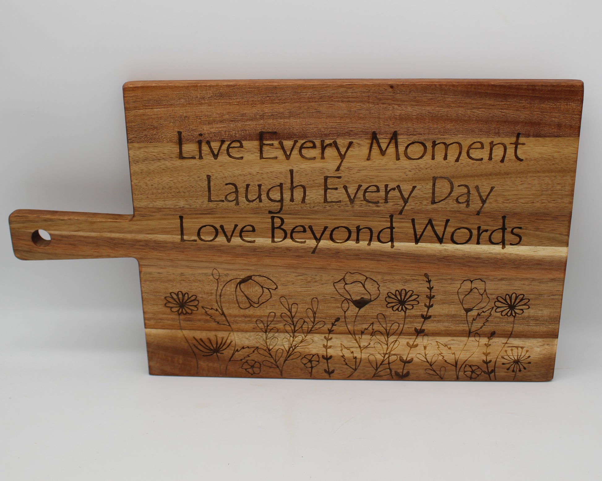 Flowers - Live every moment chopping board - haisley design