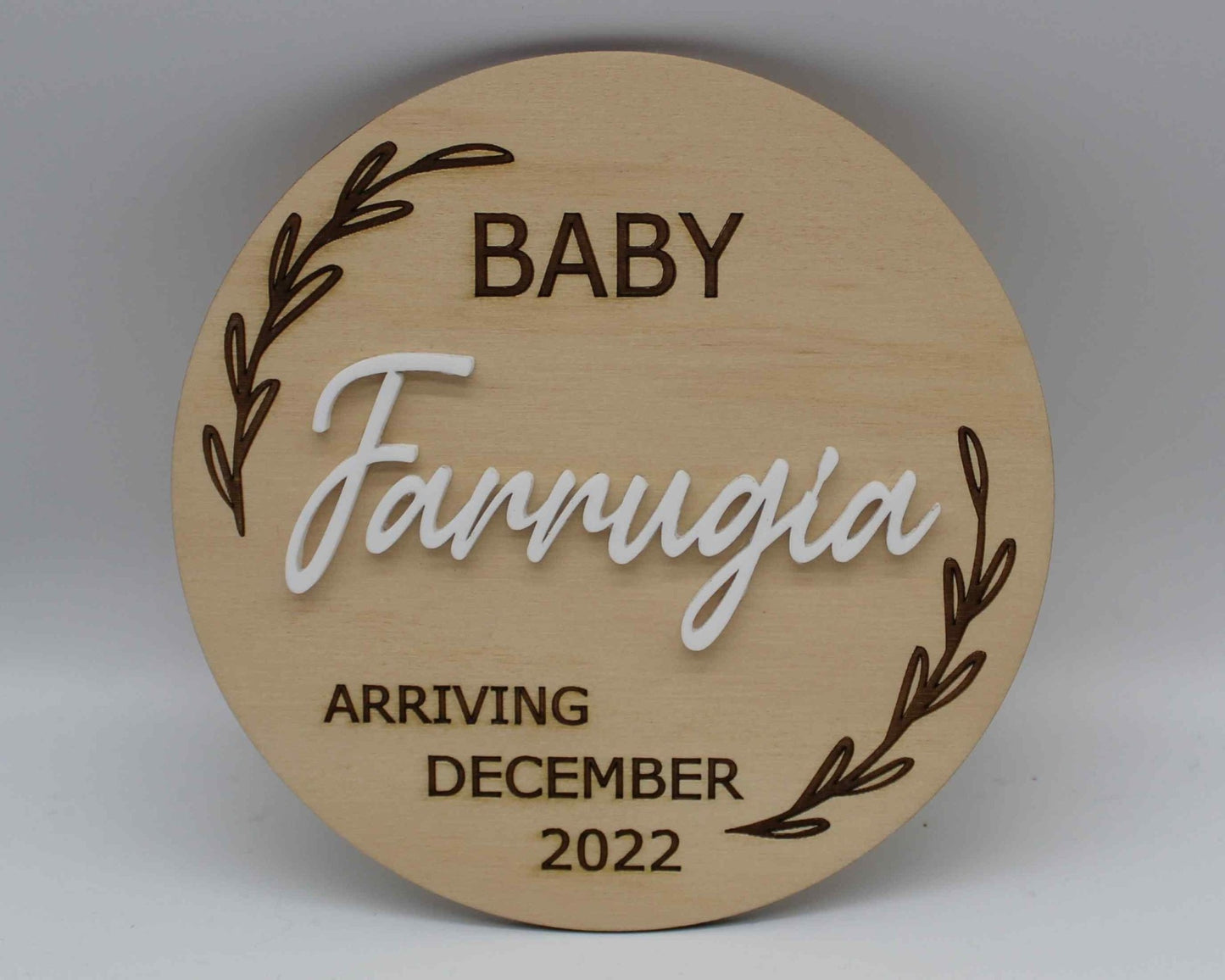 Baby Announcement Disc Personalised - Haisley Design