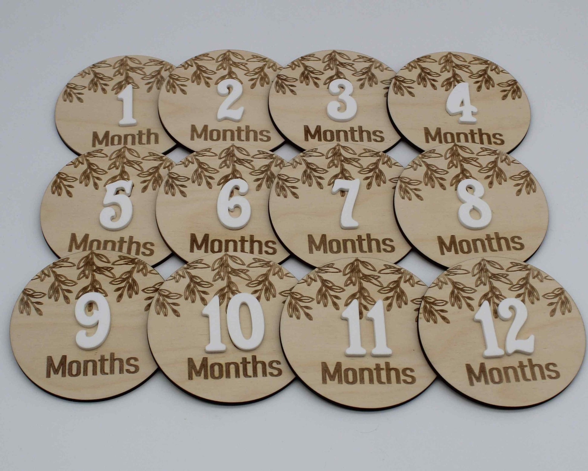 Baby Milestone Discs Leaf Design x 12 - Haisley Design