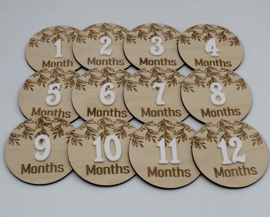 Baby Milestone Discs Leaf Design x 12 - Haisley Design