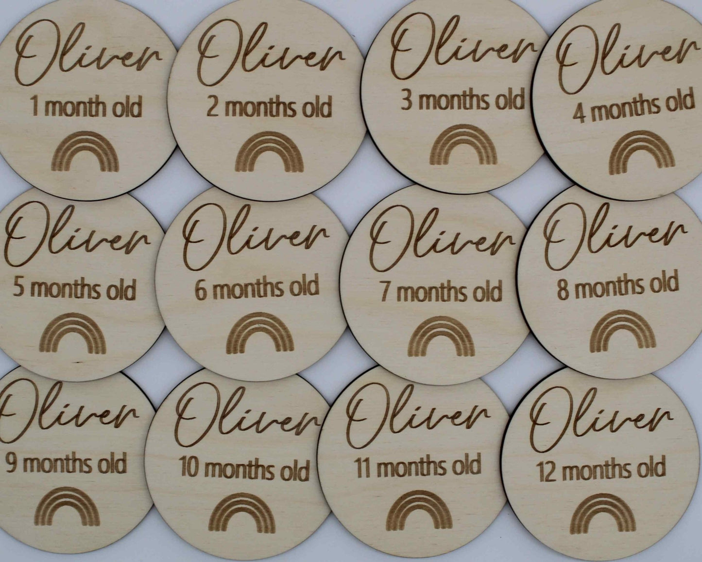 Baby Milestone Discs x 12 Personalised - Haisley Design