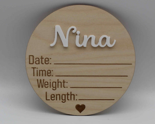 Birth Announcement Disc Personalised - Haisley Design