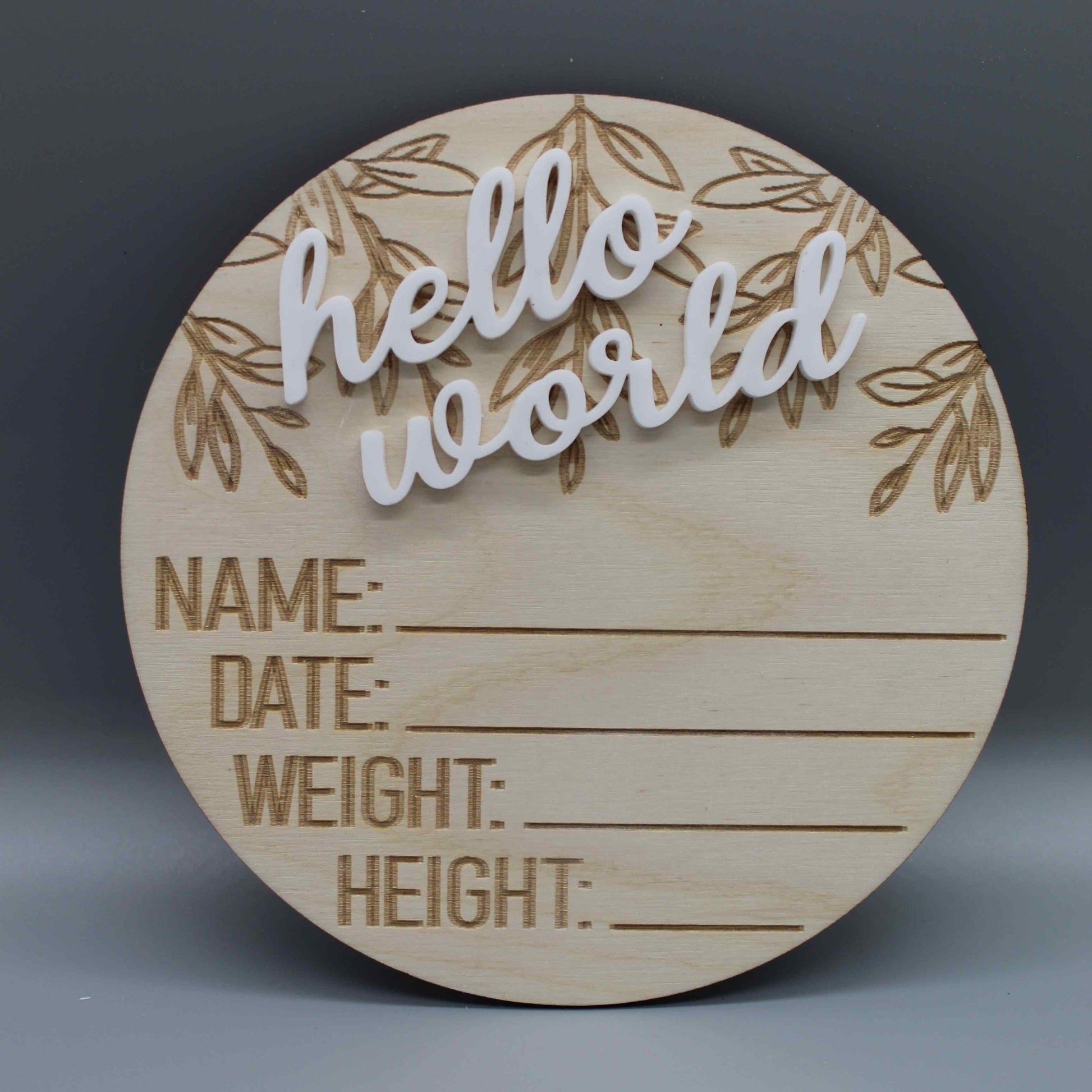Hello World Birth Announcement Disc - Haisley Design