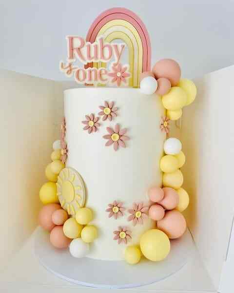Rainbow Age One Year Cake Topper - Haisley Design