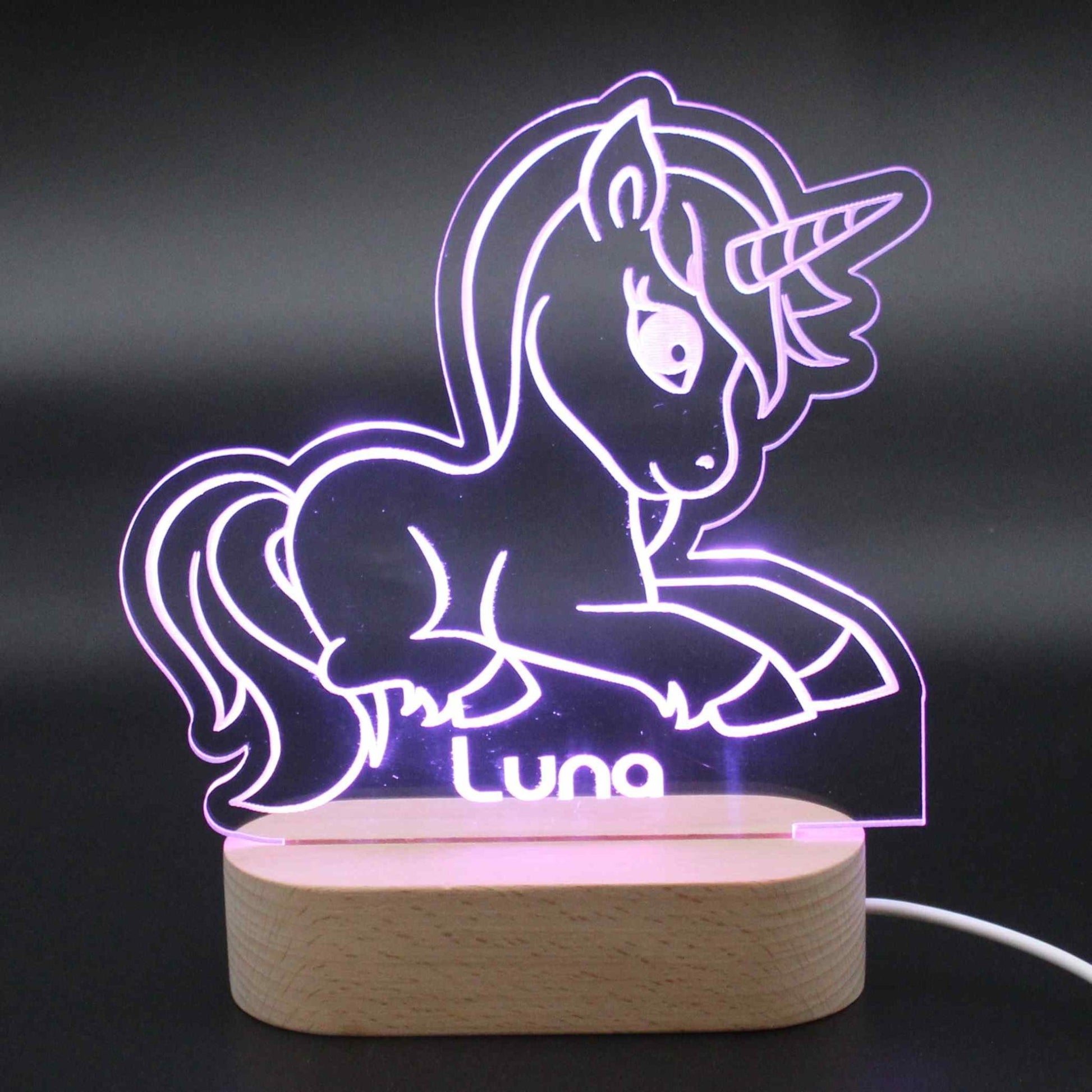 Sitting Unicorn Night Light Personalised - Haisley Design