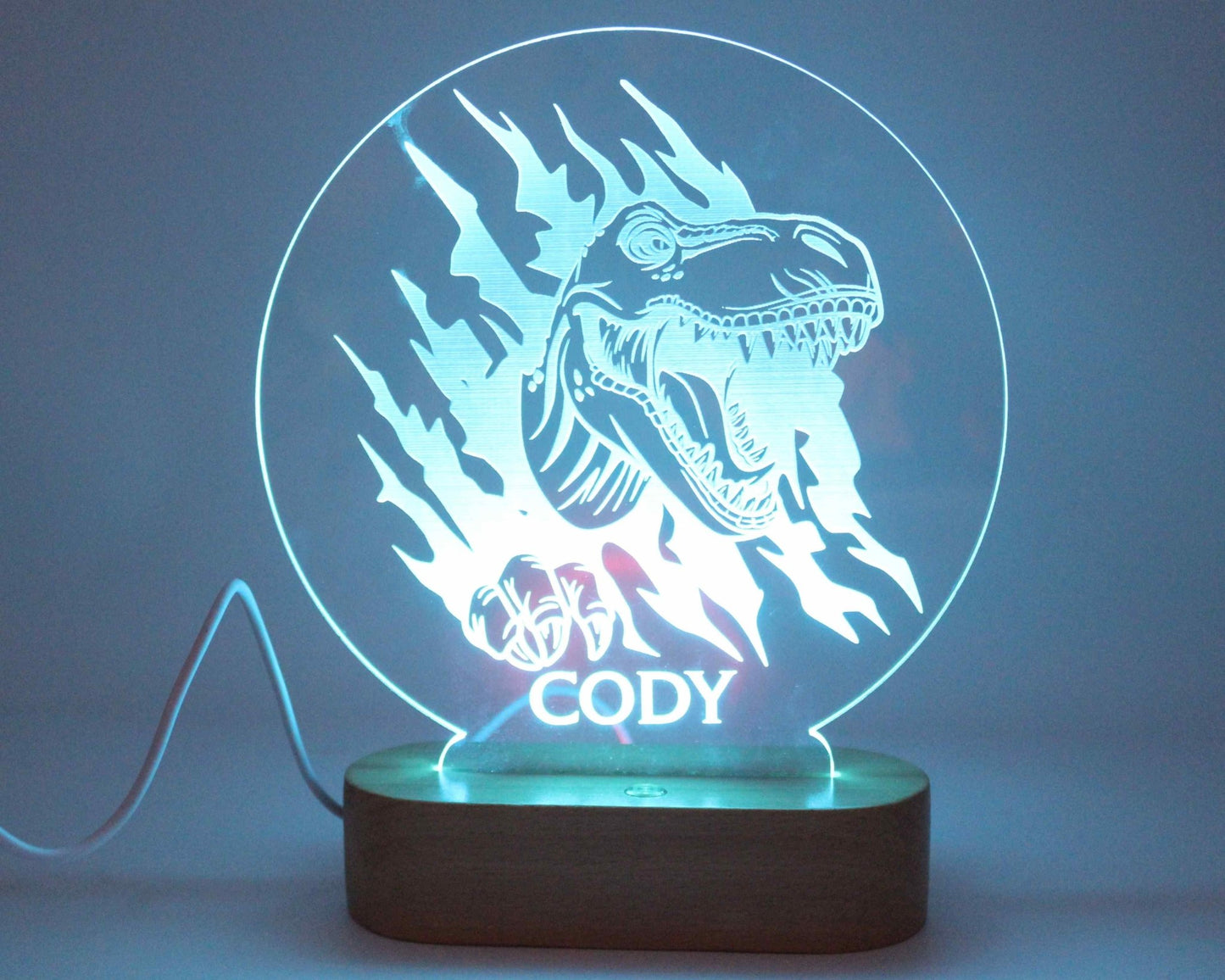 T-Rex Flame Night Light Personalised - Haisley Design