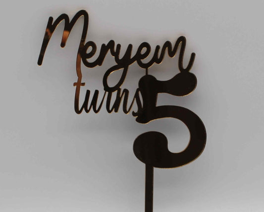 Turns 5, 7, etc. Cake Topper Personalised - Haisley Design