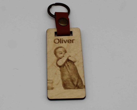 Wooden Engraved Photo Keychain - Haisley Design