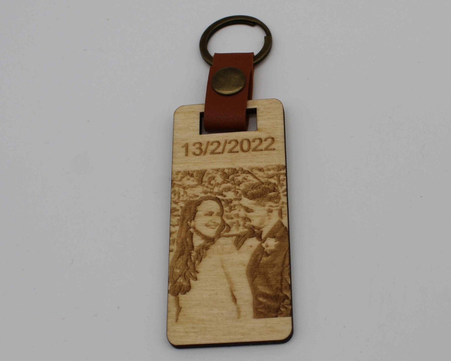 Wooden Engraved Photo Keychain - Haisley Design